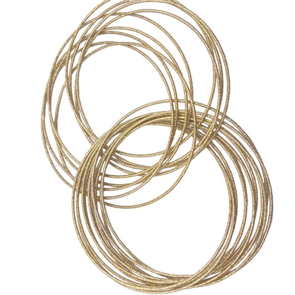 Gold Stackable Sparkle Statement Bangle Bracelet - Picture 3 of 4